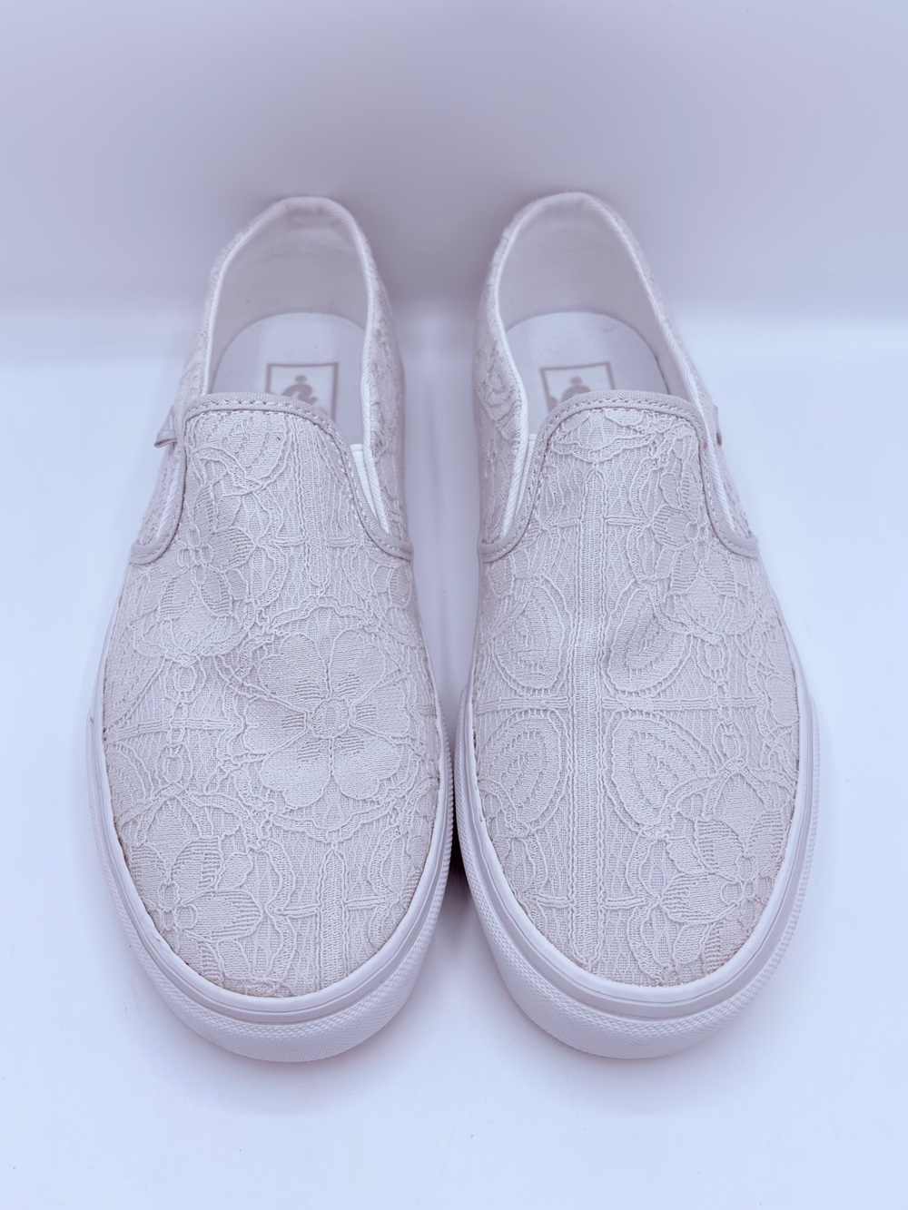 Vans Classic Slip-On Ivory Floral Lace Sneakers Women's 8.5 - Picture 10 of 15